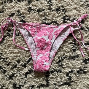 Shein Pink Smocked High Cut Bikini Bottom